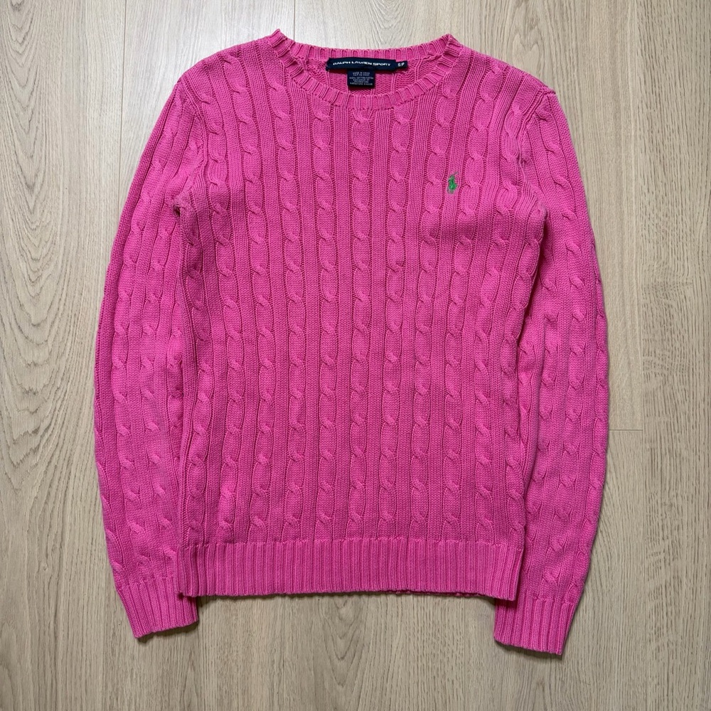 Ralph Lauren Pink Cable Knit Crewneck Sweater
